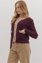 Load image into Gallery viewer, Plum Statement Button Cardigan