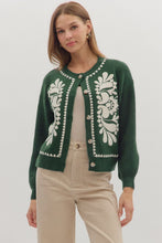 Load image into Gallery viewer, Pine Floral Embroidered Knit Cardigan