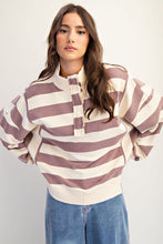 Load image into Gallery viewer, Rugby Stripe Washed Terry Pullover