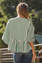 Load image into Gallery viewer, Green Textured Stripe Top