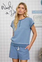 Load image into Gallery viewer, Washed Stripe Short Sleeve Henley Knit Top
