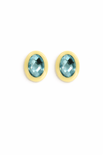 Load image into Gallery viewer, Olivia Statement Earrings Oval - Amalfi Blue