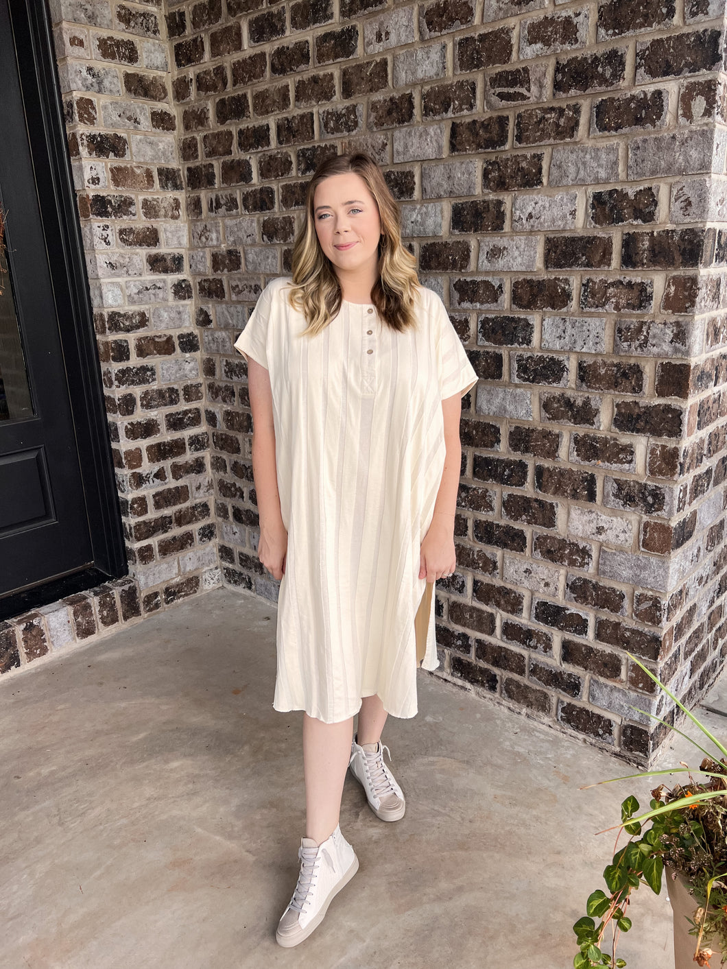 Cream Washed Patch Dress