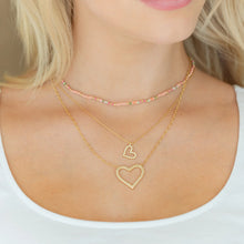 Load image into Gallery viewer, Pink/Green/Peach Seed Bead Necklace