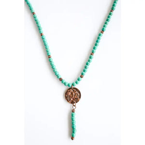 Burnished Copper and Turquoise Indian Charm Necklace