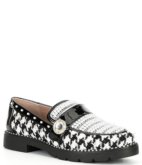 Betsey Johnson Mariam Houndstooth Lug Sole Loafers