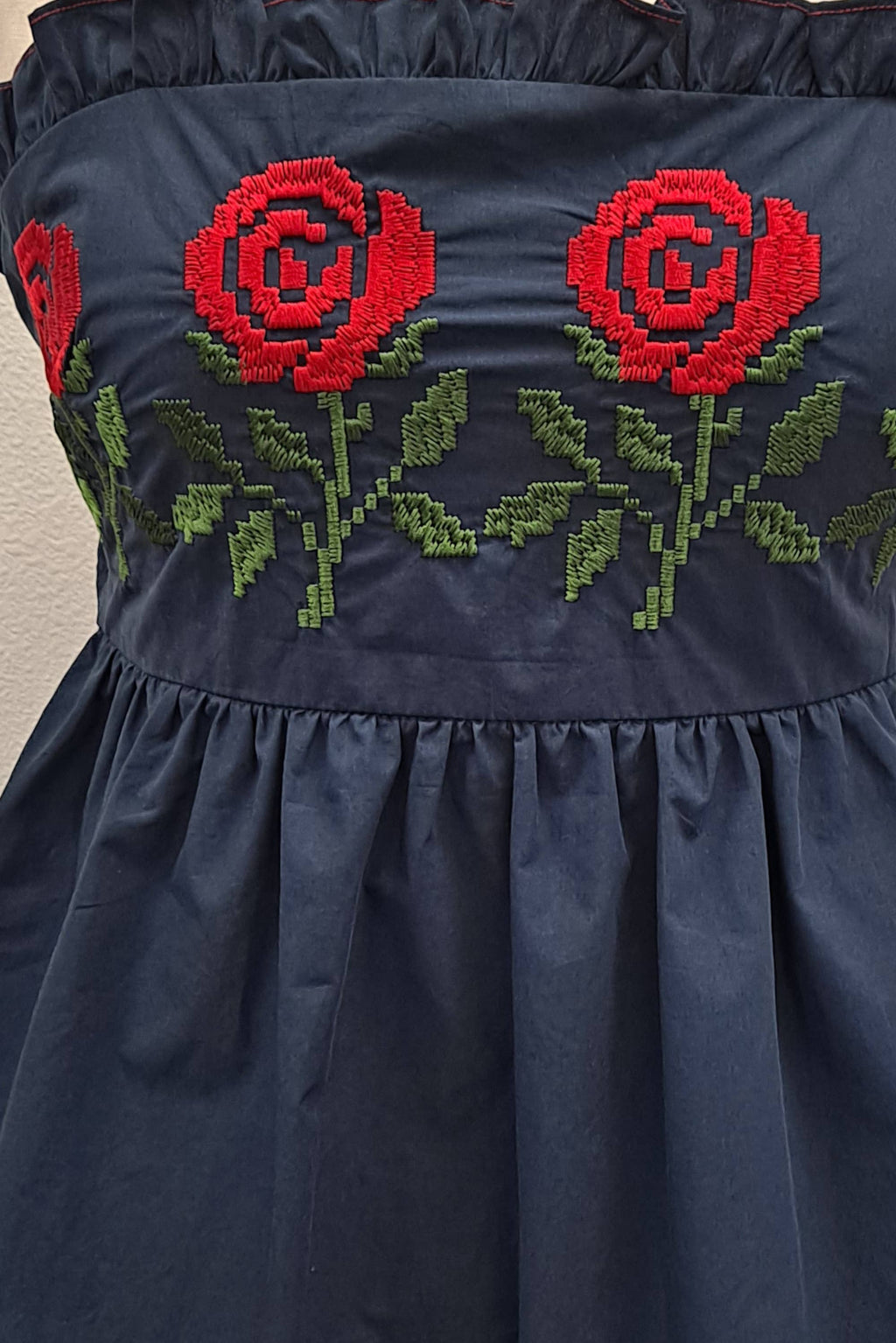 Rose Embroidered Ruffle Babydoll Camisole Top