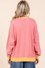 Load image into Gallery viewer, Mineral Wash Coral Colorblock Sweatshirt
