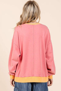 Mineral Wash Coral Colorblock Sweatshirt