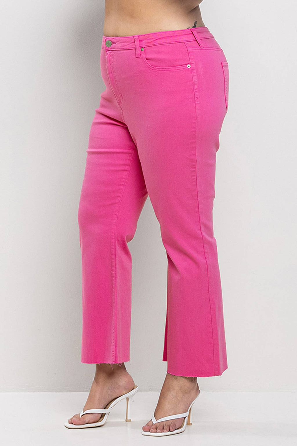Fuchsia Kick Flare Mid Rise