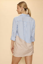 Load image into Gallery viewer, Blue Brown Striped Oversized Shirt
