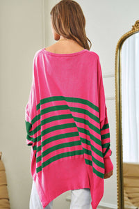 Pink/Green Stripe Loose Fit Sweater