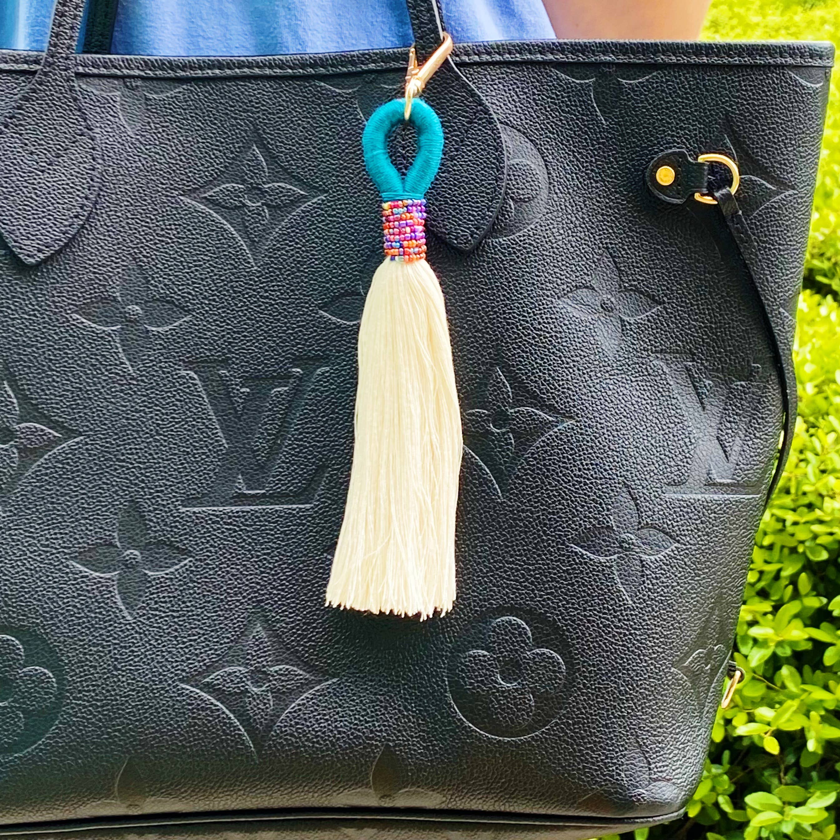 Maya Bay Tasseled Key Chain: Teal