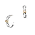 Silver Open Hoop with Gold Knot Accents Earring