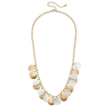 Load image into Gallery viewer, Naya Pearl and Gold Disc Statement Necklace in Mother of Pea
