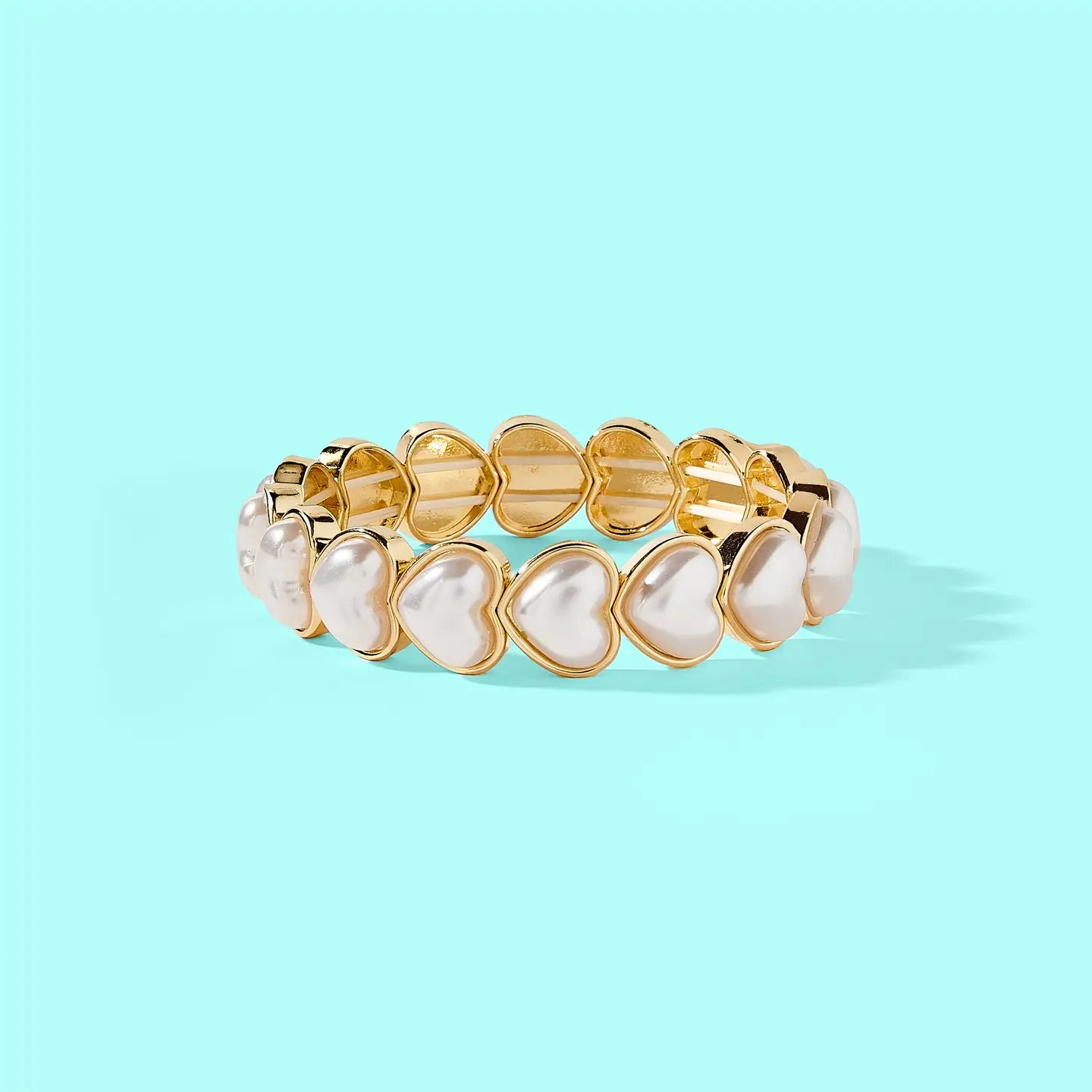 Amore Stretch Bracelet - 14k Gold-Pearl Hearts