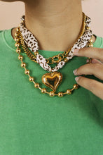 Load image into Gallery viewer, Mariana Leopard Scarf Heart Charm Necklace
