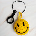 Happy Face Puffy Ball Key Ring: Yellow