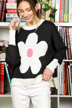 Load image into Gallery viewer, Black Flower Print Knit Sweater
