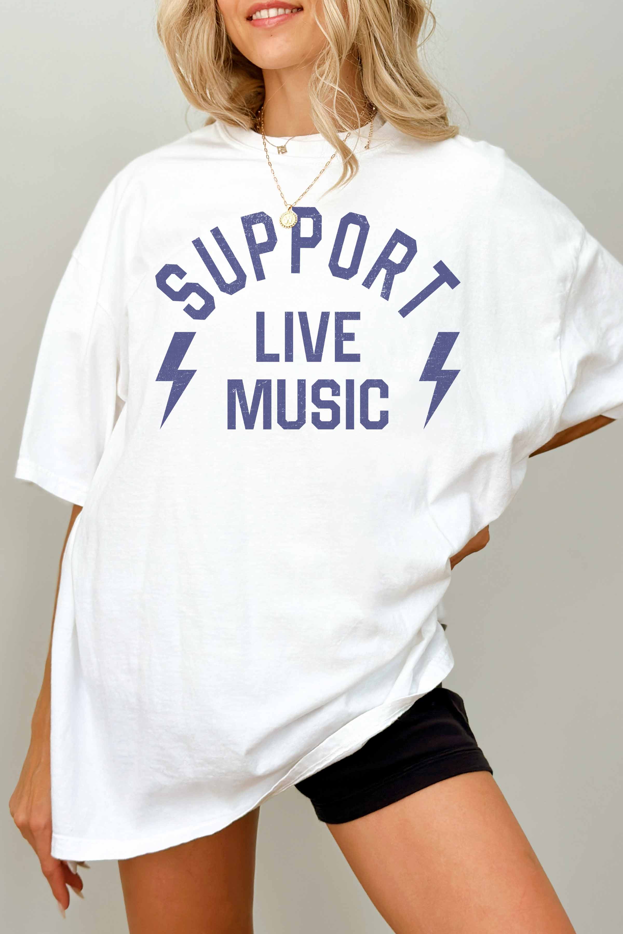 Support Live Music Oversized Graphic Tee
