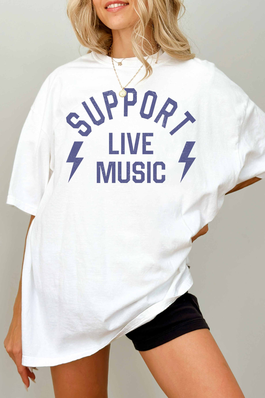 Support Live Music Oversized Graphic Tee