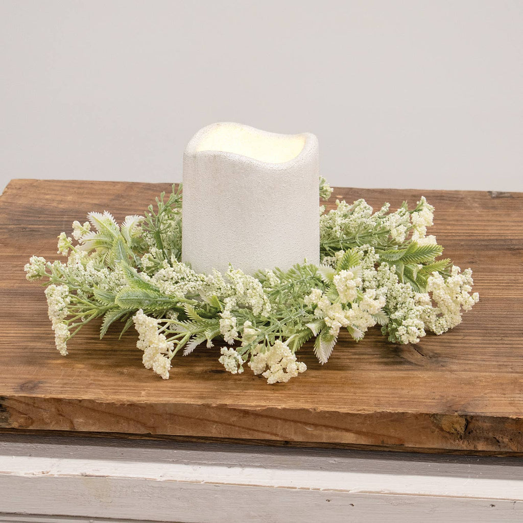 Delicate Cream Astilbe & Lace Candle Ring