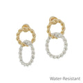 Water Resistant Gold and Silver Cable Double Linked Studded Earring