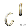 Gold and Silver Triple Layered with Twisted Middle Hoop Earring