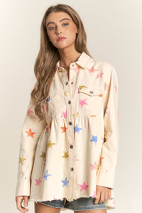 Cream Star Print Jacket