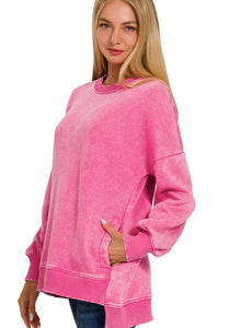 Acid Wash Fleece Pullover