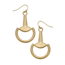 Load image into Gallery viewer, Juniper Horsebit Drop Earrings in Shiny Gold
