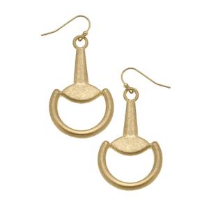 Juniper Horsebit Drop Earrings in Shiny Gold