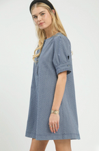 Load image into Gallery viewer, Denim Pinstripe Button-Front Babydoll Dress
