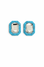 Load image into Gallery viewer, Olivia Statement Earrings Rectangle - Turquoise Crystal
