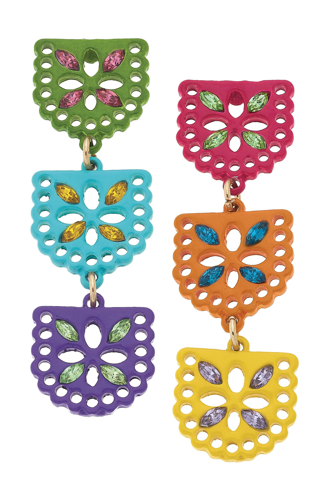 Fiesta Papel Picado Enamel Banner Earrings in Multi