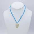 Crystal Heart Blue Link Necklace M12
