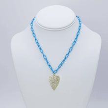 Load image into Gallery viewer, Crystal Heart Blue Link Necklace M12
