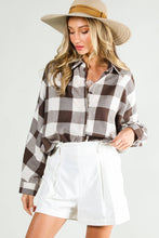 Load image into Gallery viewer, Collard Button Down Long Dolman Plaid Shirt
