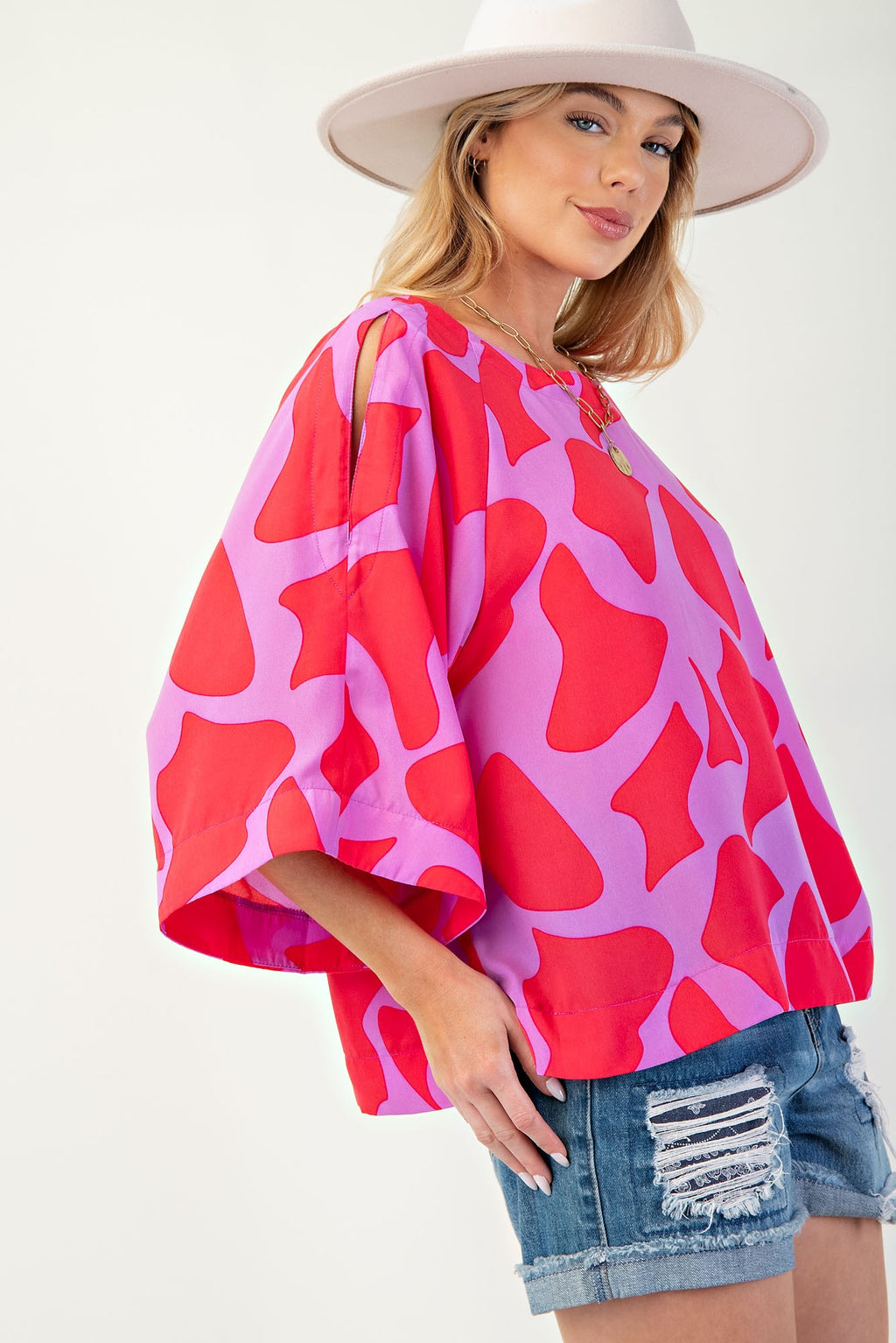 Lilac Coral Geo Printed Top
