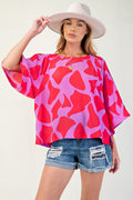Lilac Coral Geo Printed Top