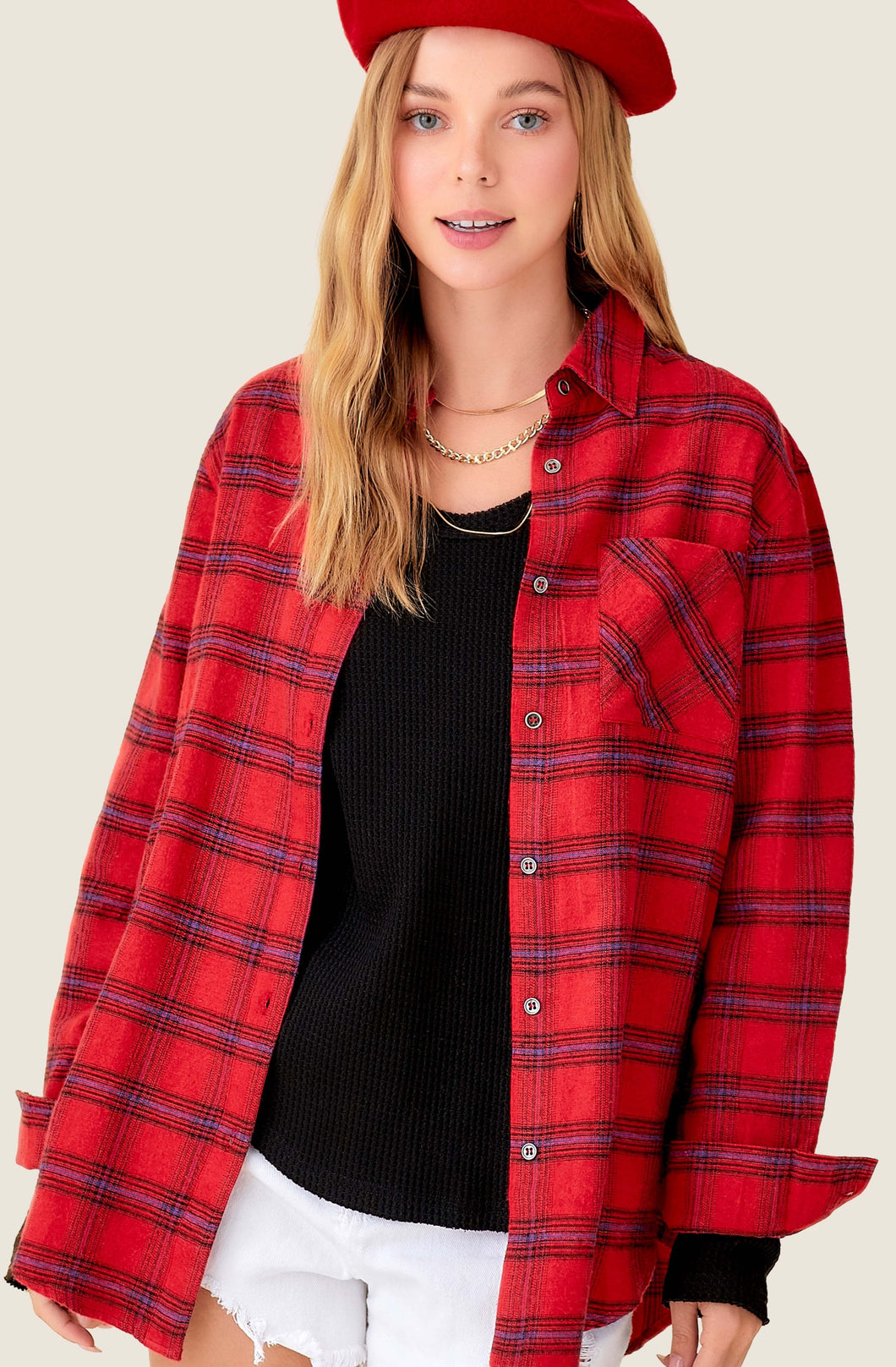 Red Classic Plaid Button Down