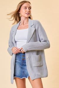 Grey Drop Shoulder Sweater Blazer