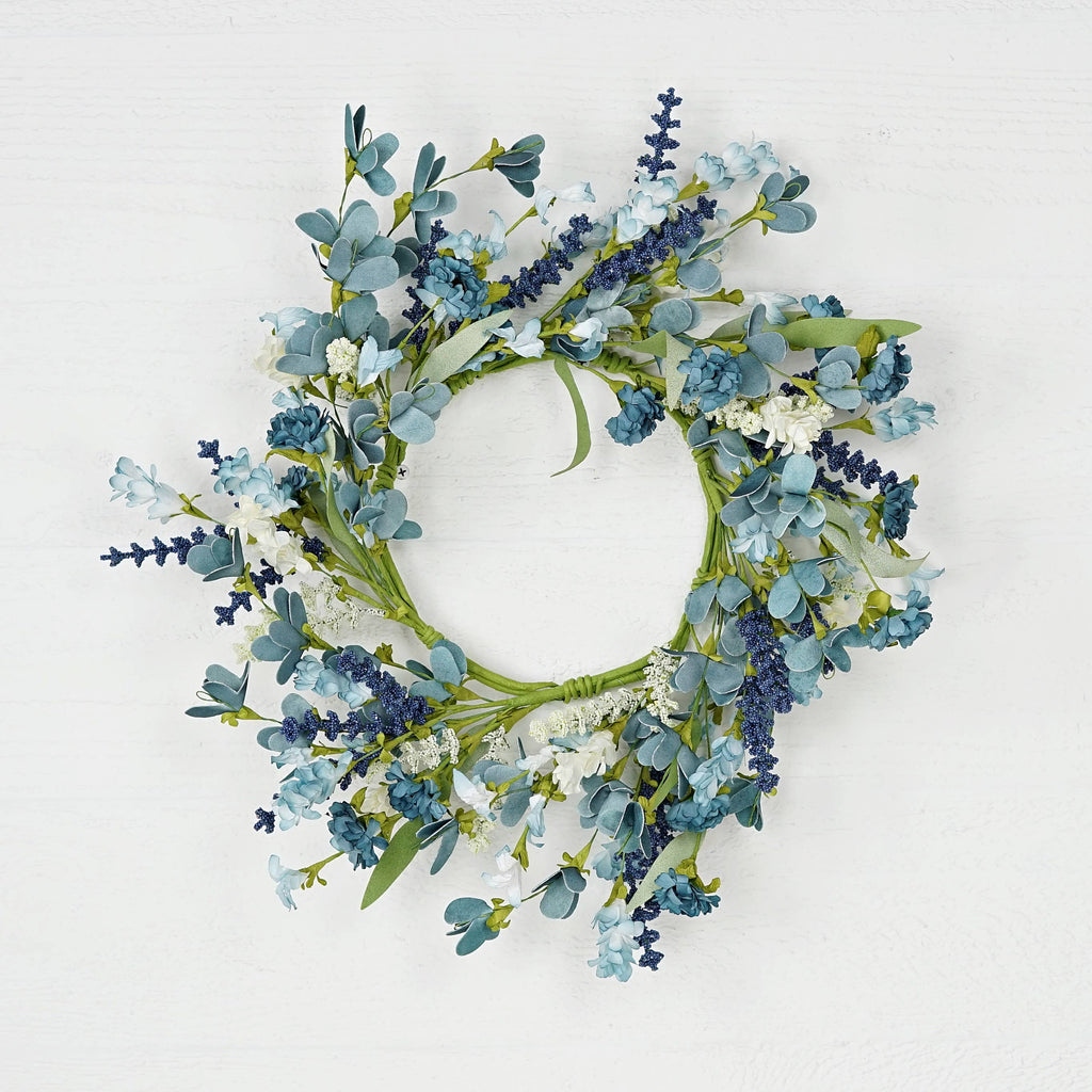 Wreath-Mix Country Blue and White Flowers