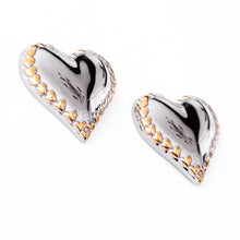 Load image into Gallery viewer, Evada Mixed Metal Heart Stud Earrings
