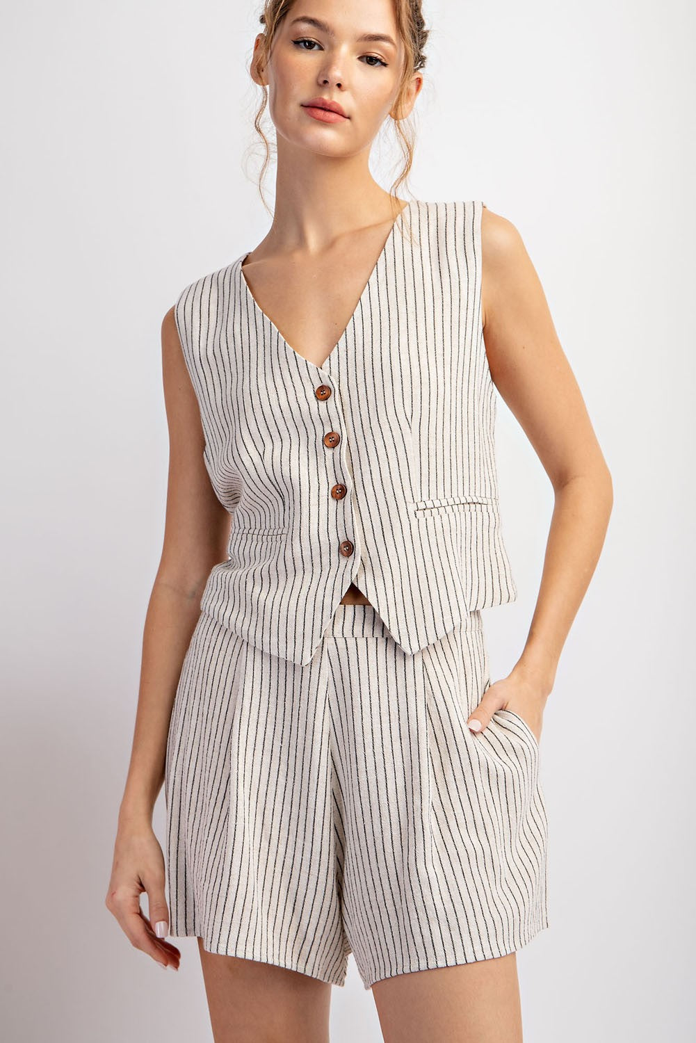 Pinstripe Button Down Vest