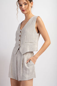 Pinstripe Button Down Vest