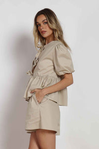 Khaki Poplin Bow Set