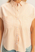 Load image into Gallery viewer, Orange Button-up Striped Shirt
