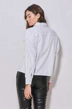 Load image into Gallery viewer, Taupe Stripe Frill Button Down
