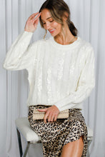 Load image into Gallery viewer, Cream Cable Knit Sequin Cardigan
